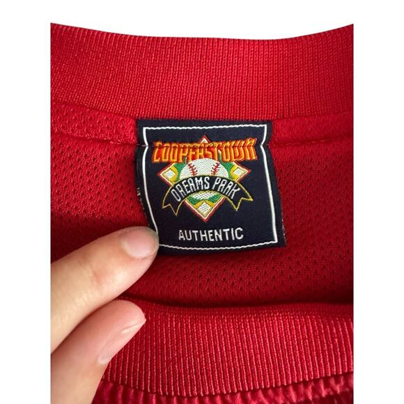 Cooperstown Dreams Park Men’s M Red Lined Pullover Windbreaker Jacket V Neck - Picture 5 of 8
